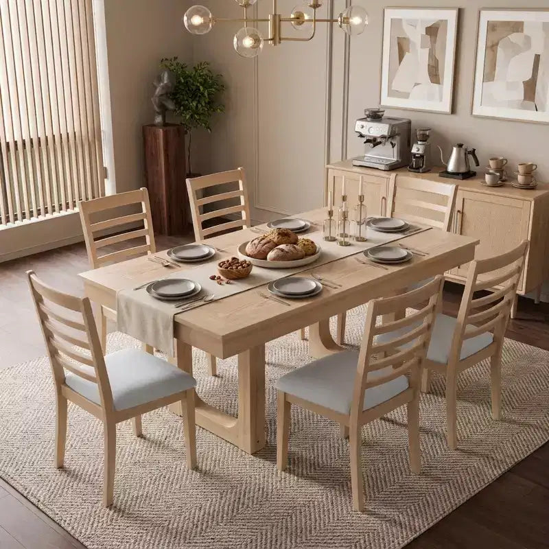 Set da Pranzo Merax da 7 Pezzi con Tavolo Allungabile e 6 Sedie Imbottite