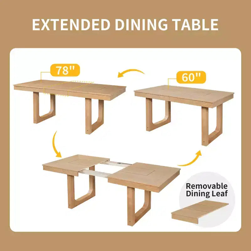Set da Pranzo Merax da 7 Pezzi con Tavolo Allungabile e 6 Sedie Imbottite
