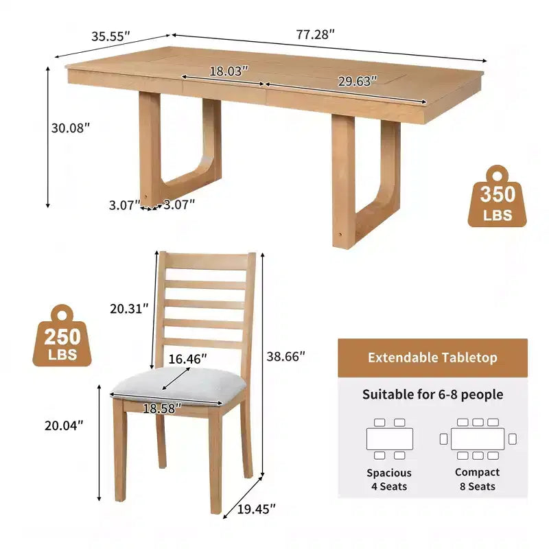 Set da Pranzo Merax da 7 Pezzi con Tavolo Allungabile e 6 Sedie Imbottite
