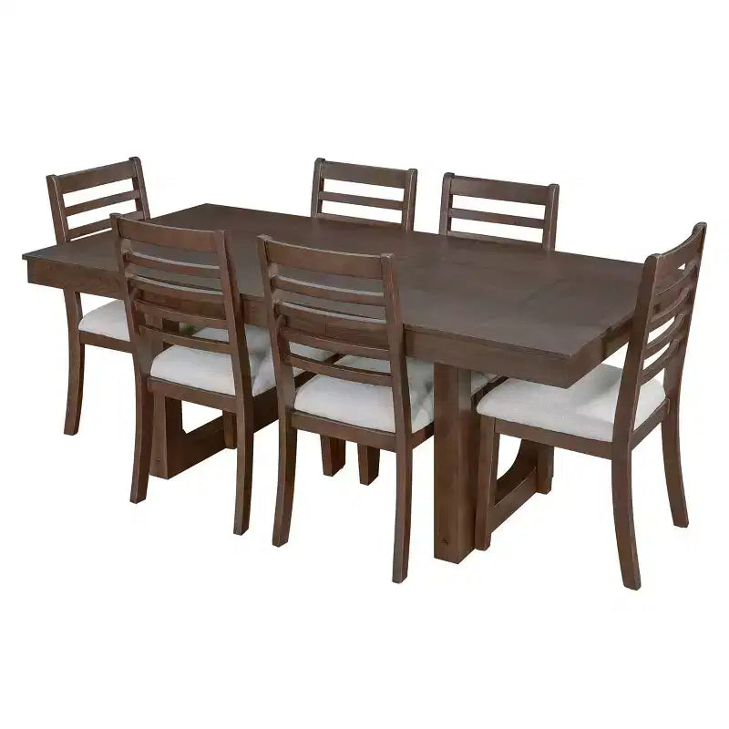 Ensemble table à manger extensible 7 pièces Merax avec 6 chaises à assise rembourrée