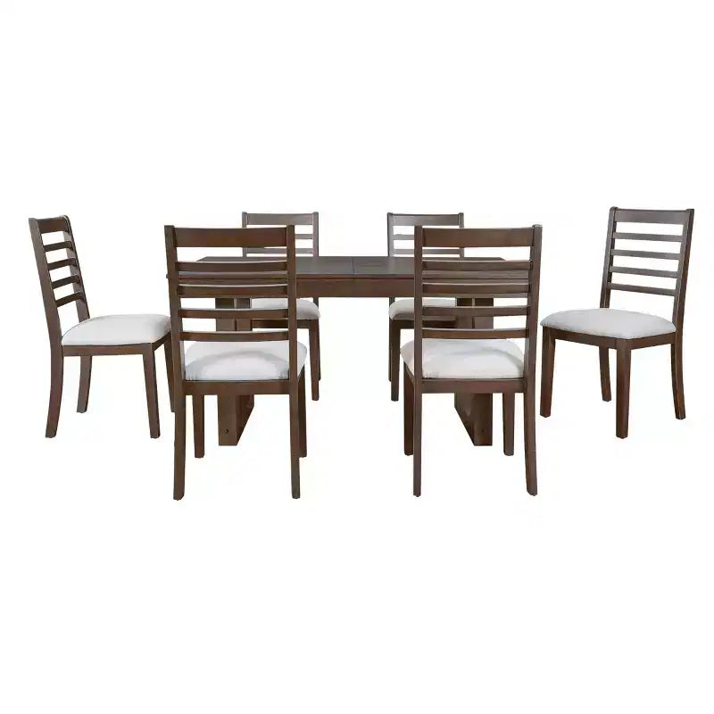 Set da Pranzo Merax da 7 Pezzi con Tavolo Allungabile e 6 Sedie Imbottite