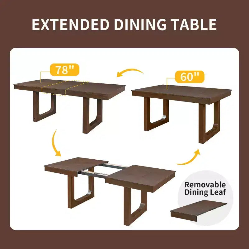 Set da Pranzo Merax da 7 Pezzi con Tavolo Allungabile e 6 Sedie Imbottite