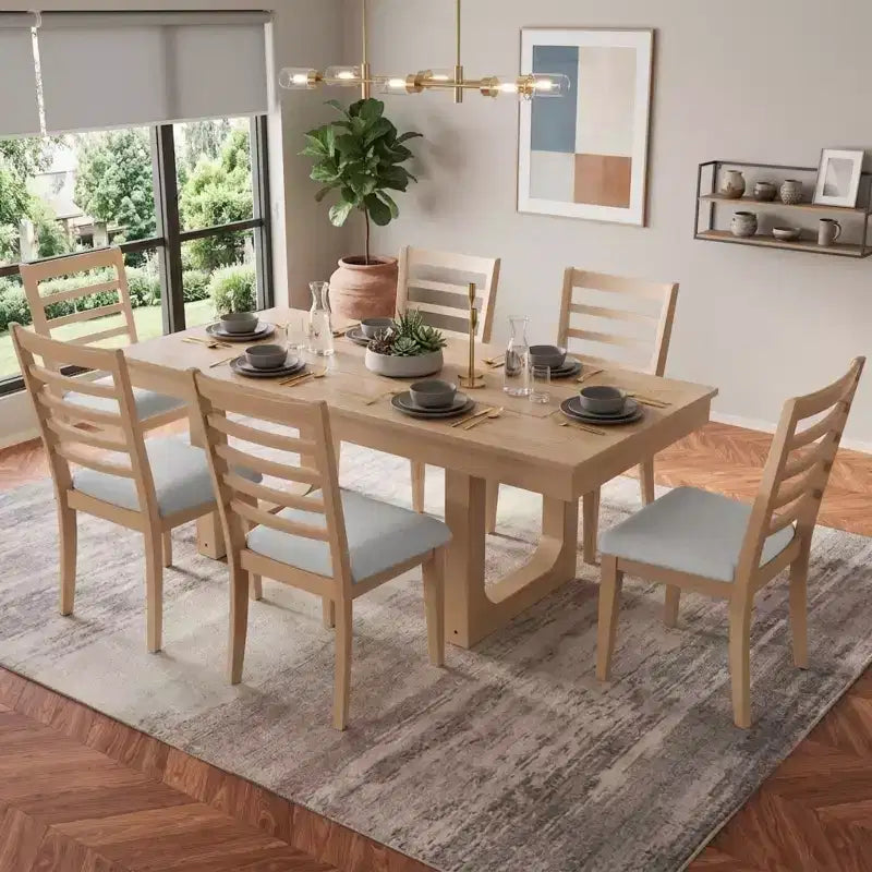 Ensemble table à manger extensible 7 pièces Merax avec 6 chaises à assise rembourrée