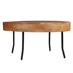 Tavolino Royal Hampton in legno di mango lavorato a mano, piano rotondo, gambe angolate in metallo nero, 81 cm -