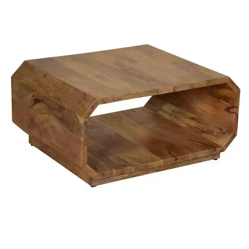 Tavolino da caffè Royal Hampton a cubo cavo realizzato a mano in legno di mango marrone naturale, 76 cm -