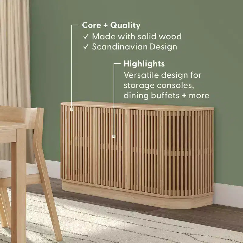 Madia in Legno Massello Plank+Beam Contour con 3 Ante, Mobile TV da 150 cm per Soggiorno