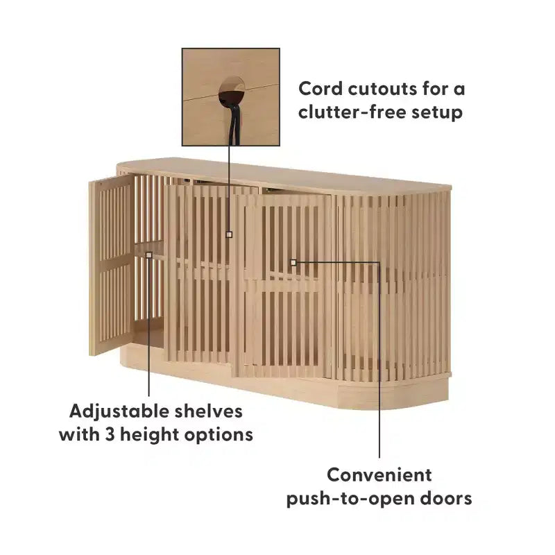 Madia in Legno Massello Plank+Beam Contour con 3 Ante, Mobile TV da 150 cm per Soggiorno