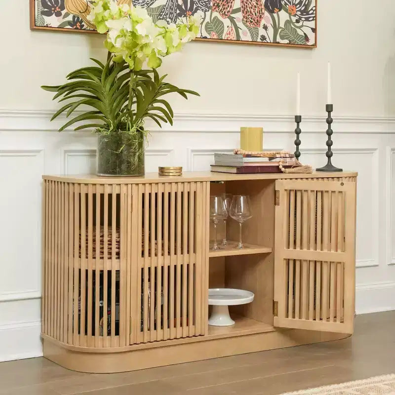 Madia in Legno Massello Plank+Beam Contour con 3 Ante, Mobile TV da 150 cm per Soggiorno