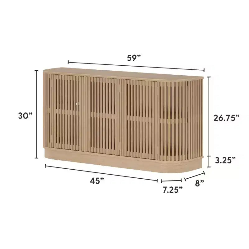Madia in Legno Massello Plank+Beam Contour con 3 Ante, Mobile TV da 150 cm per Soggiorno