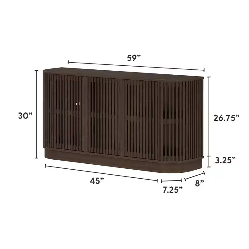 Madia in Legno Massello Plank+Beam Contour con 3 Ante, Mobile TV da 150 cm per Soggiorno