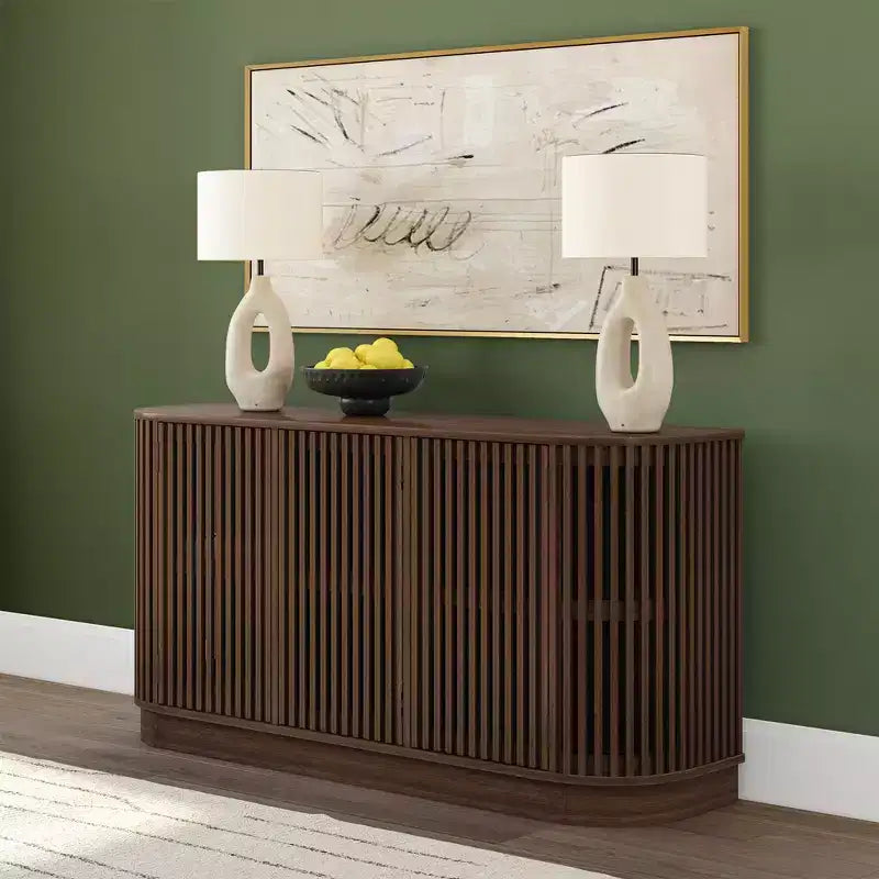 Buffet en bois massif Plank+Beam Contour avec 3 portes, meuble TV 59 po pour salon