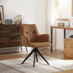 Sedie da ufficio girevoli Art Leon in similpelle con gambe in legno di quercia