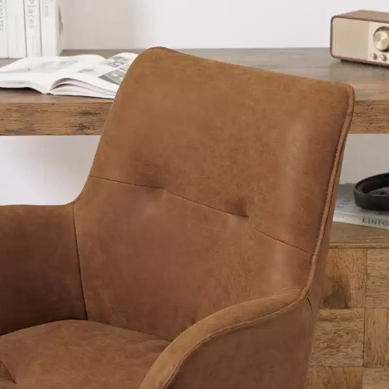 Sedie da ufficio girevoli Art Leon in similpelle con gambe in legno di quercia