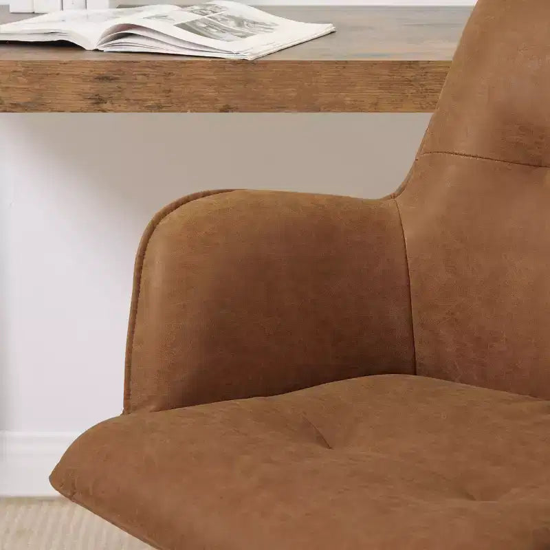 Sedie da ufficio girevoli Art Leon in similpelle con gambe in legno di quercia