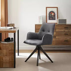 Sedie da ufficio girevoli Art Leon in similpelle con gambe in legno di quercia