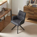 Sedie da ufficio girevoli Art Leon in similpelle con gambe in legno di quercia