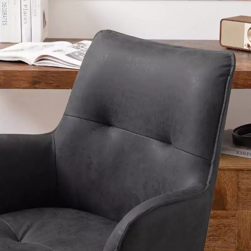 Sedie da ufficio girevoli Art Leon in similpelle con gambe in legno di quercia