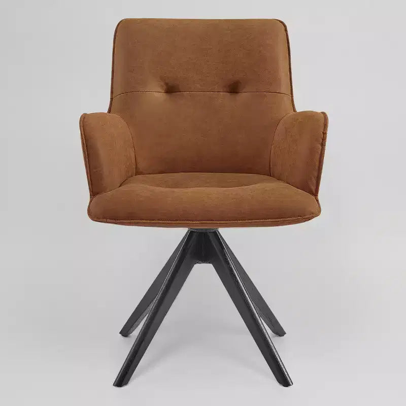Chaises de bureau pivotantes Art Leon en similicuir avec pieds en bois de chêne