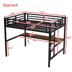 Lit mezzanine en métal Twin XL/Full avec prise de courant et lumières LED, bureau peu encombrant et design silencieux, noir - Certifié CPC - ModernLuxe