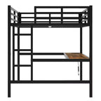 Lit mezzanine en métal Twin XL/Full avec prise de courant et lumières LED, bureau peu encombrant et design silencieux, noir - Certifié CPC - ModernLuxe