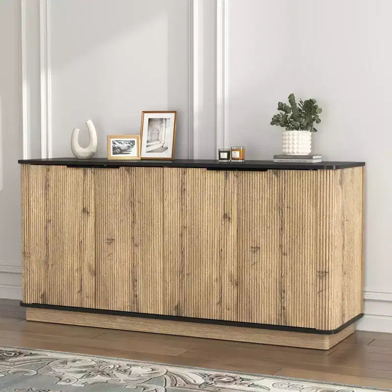 GDFStudio Nicola Buffet multifonctionnel moderne en bois de 55 po à 4 portes