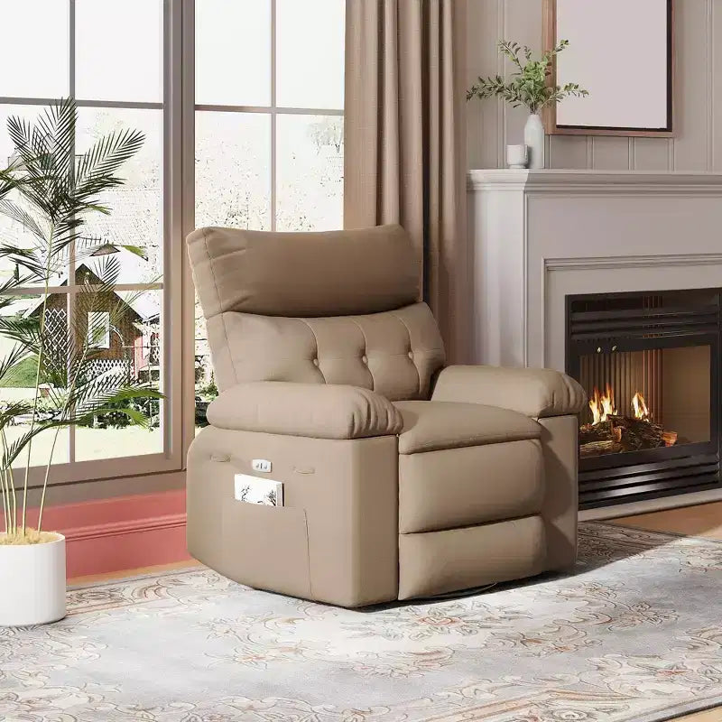 Fauteuil inclinable manuel, pivotant à 360° en similicuir avec poche latérale pour salon et salle de cinéma maison