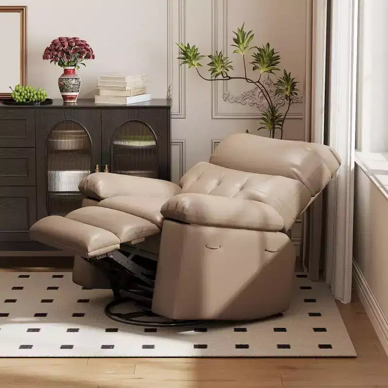 Fauteuil inclinable manuel, pivotant à 360° en similicuir avec poche latérale pour salon et salle de cinéma maison