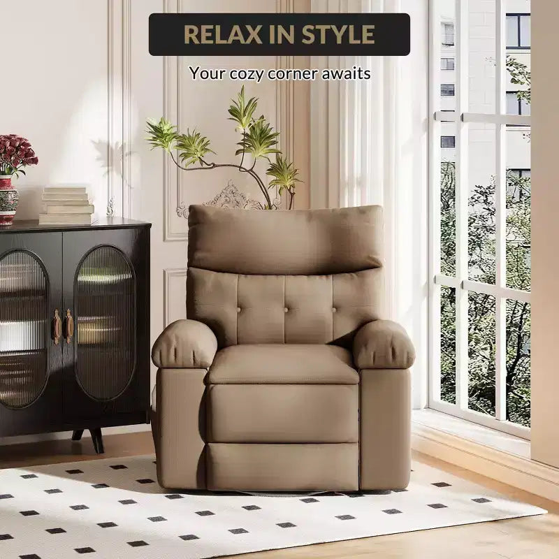 Fauteuil inclinable manuel, pivotant à 360° en similicuir avec poche latérale pour salon et salle de cinéma maison