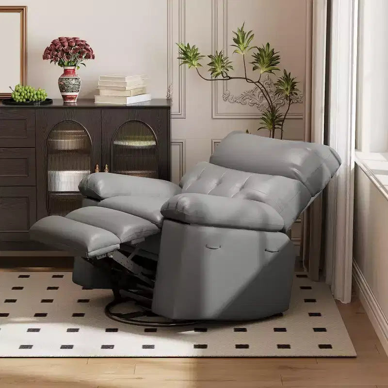 Fauteuil inclinable manuel, pivotant à 360° en similicuir avec poche latérale pour salon et salle de cinéma maison