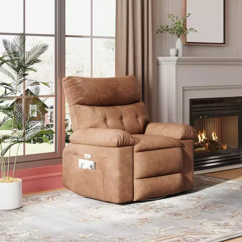 Fauteuil inclinable manuel, pivotant à 360° en similicuir avec poche latérale pour salon et salle de cinéma maison