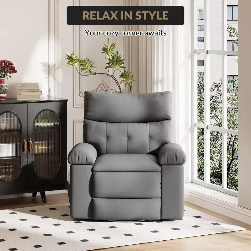 Fauteuil inclinable manuel, pivotant à 360° en similicuir avec poche latérale pour salon et salle de cinéma maison