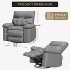 Fauteuil inclinable manuel, pivotant à 360° en similicuir avec poche latérale pour salon et salle de cinéma maison