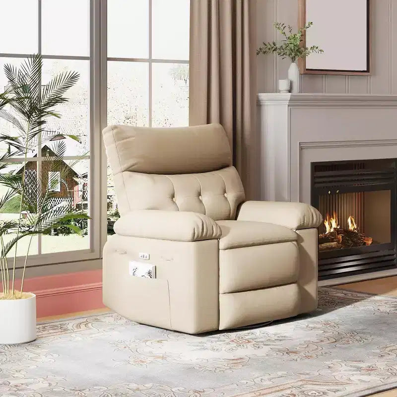 Fauteuil inclinable manuel, pivotant à 360° en similicuir avec poche latérale pour salon et salle de cinéma maison