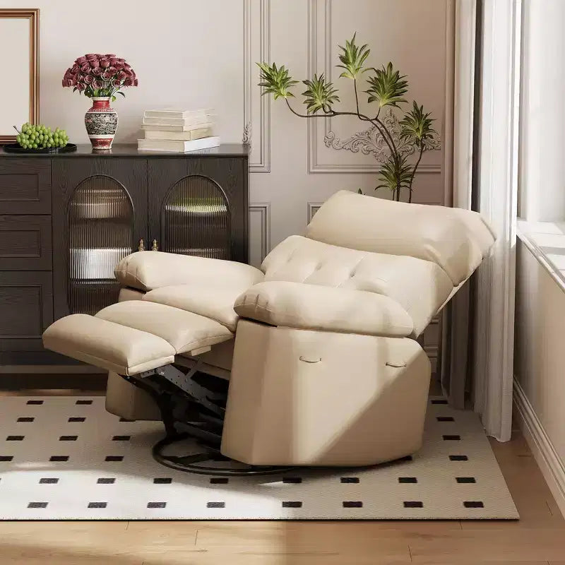 Fauteuil inclinable manuel, pivotant à 360° en similicuir avec poche latérale pour salon et salle de cinéma maison