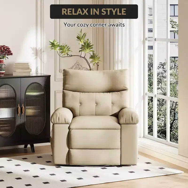 Fauteuil inclinable manuel, pivotant à 360° en similicuir avec poche latérale pour salon et salle de cinéma maison