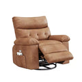 Manual Recliner Chair, 360 Swivel PU Leather Lounge Chair with Side Pocket for Living Room & Home Theater