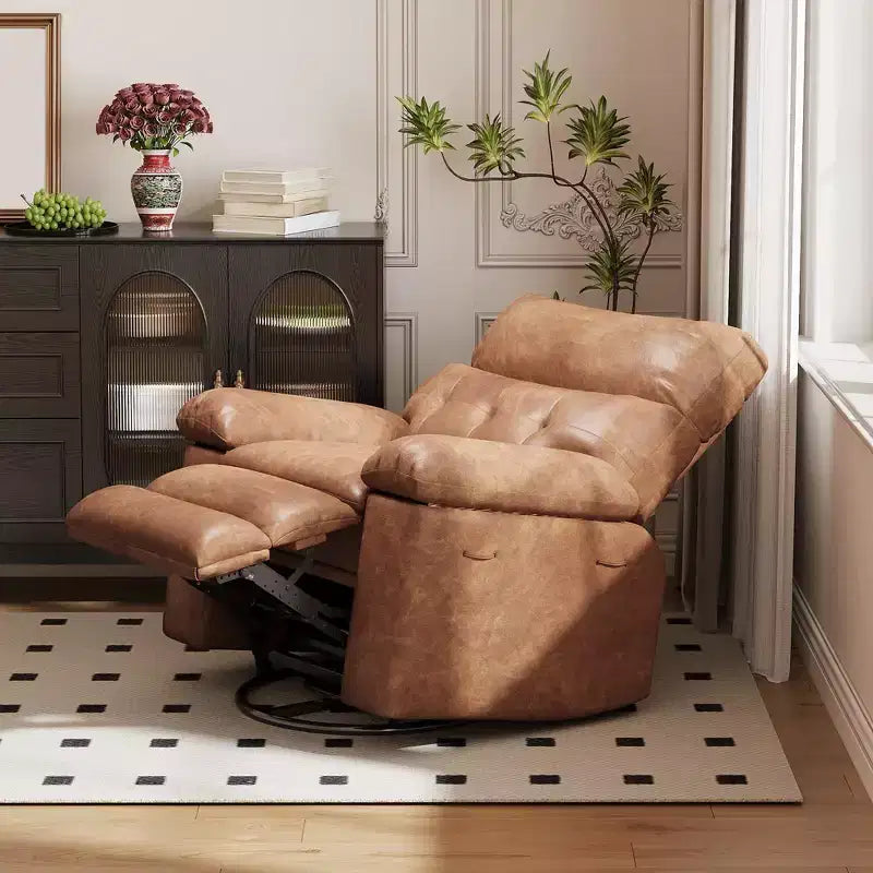 Fauteuil inclinable manuel, pivotant à 360° en similicuir avec poche latérale pour salon et salle de cinéma maison