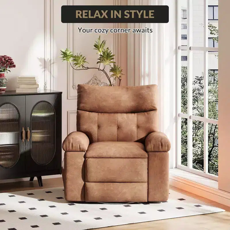 Fauteuil inclinable manuel, pivotant à 360° en similicuir avec poche latérale pour salon et salle de cinéma maison