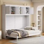 Lit escamotable Queen size CLIHOME avec armoires hautes et casier à vin