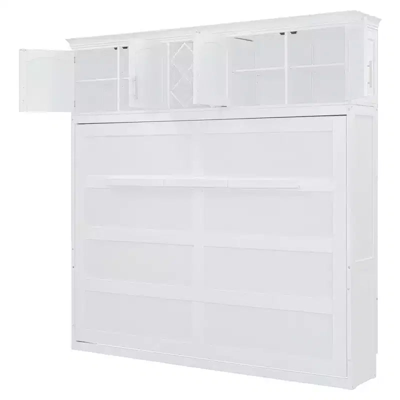 Lit escamotable Queen size CLIHOME avec armoires hautes et casier à vin