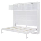 Lit escamotable Queen size CLIHOME avec armoires hautes et casier à vin
