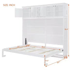 Lit escamotable Queen size CLIHOME avec armoires hautes et casier à vin