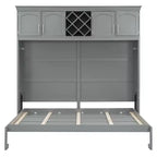 CLIHOME Queen Size Murphy Bed Wall Bed with Top Cabinets & Wine Rack