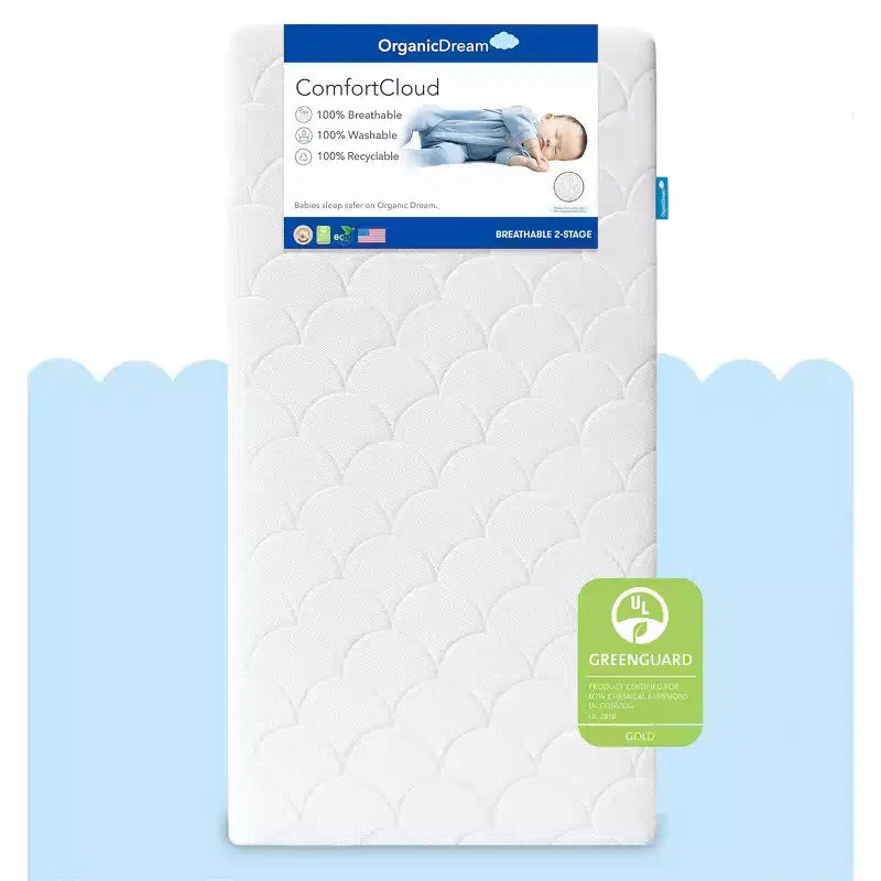 Organic Dream ComfortCloud 2-Stage Crib & Toddler Mattress in White