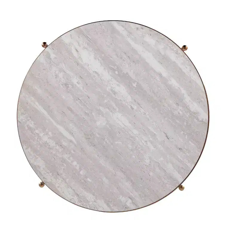 Table d'appoint ronde en fausse pierre Silas - Champagne - SEI