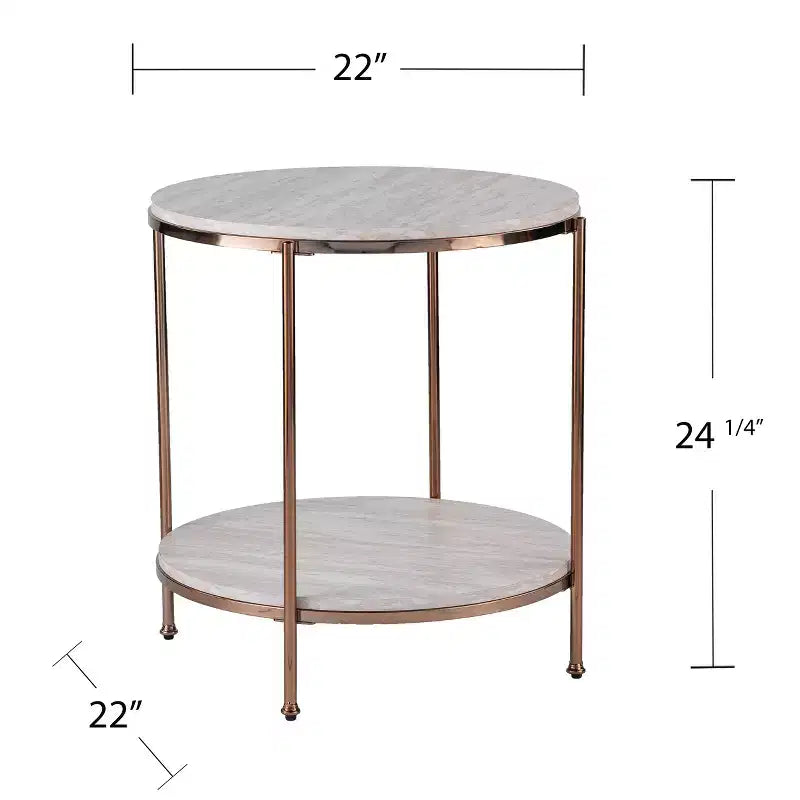 Table d'appoint ronde en fausse pierre Silas - Champagne - SEI