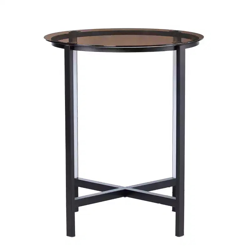 Sandrille Round End Table with LED Lighting - Black - SEI