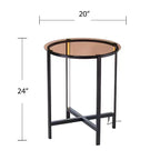 Table d'appoint ronde Sandrille avec éclairage LED - Noir - SEI