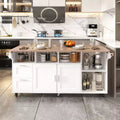 Famapy Multifunctional Mobile Kitchen Island Sideboard Kitchen Table: Foldable Countertop & Multiple Storage Spaces