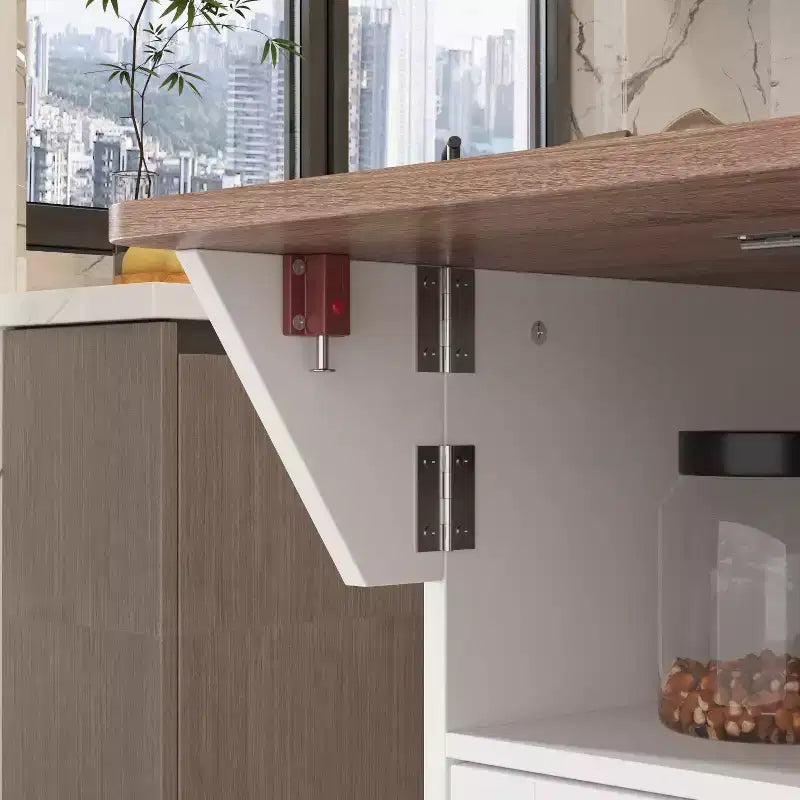 Famapy Table de cuisine mobile multifonctionnelle avec îlot, table de cuisine : Plan de travail pliable et multiples espaces de rangement